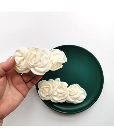 Ivory Flower Hair Clips | 2 Pcs Wedding Accessories for Women & Girls - Buy Online on GoSupps.com