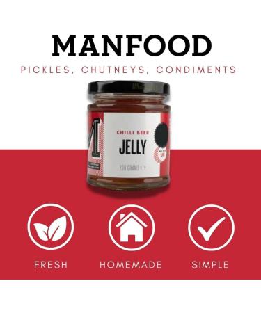 Manfood Chilli Beer Jelly (200g) | Sweet Jelly with a hint of Chilli | Perfect for Cheese | Try in a Gravy or use as a Glaze for Meat or tofu | Made in The UK - Buy Online on GoSupps.com