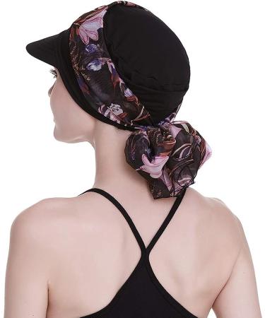 Women's Chemo Headwear: Black Newsboy Cap with Scarfs - Ideal Gift for Hair Loss - All Year Wear - Buy Online on GoSupps.com