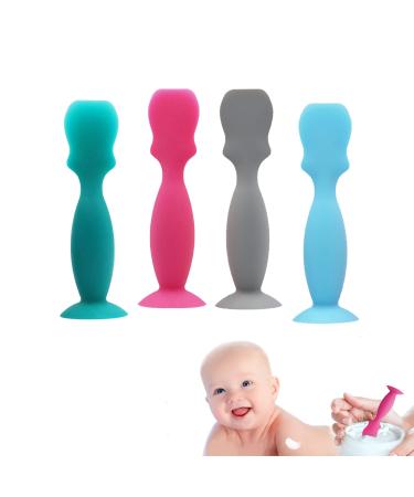 DHinkyoung 4 Pcs Baby Diaper Cream Spatula Silicone Nappy Rash Cream Applicator Baby Butt Spatula with Suction Cup for Newborn Baby Facial Cosmetic