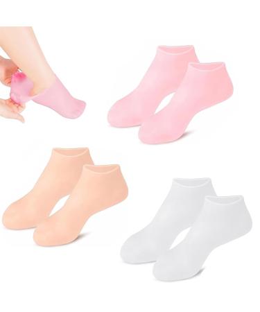3 Pairs Silicone Socks Silicone Moisturizing Socks Women Foot Spa Pedicure Silicone Socks Soft Gel Heel Socks Silicone Foot Moisturising Socks for Women Dry Cracked Feet(White Skin Color Pink) - Buy Online on GoSupps.com