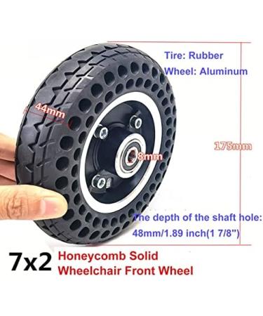 Wheelchair Front Wheel 7X1 3/4 Wheelchairer Wheels Electric Wheelchair Wheel Replacement Parts Front Wheelchair Wheel Honeycomb Solid Tire Black Aluminum Alloy Hub Set of 2/8Mm - Buy Online on GoSupps.com