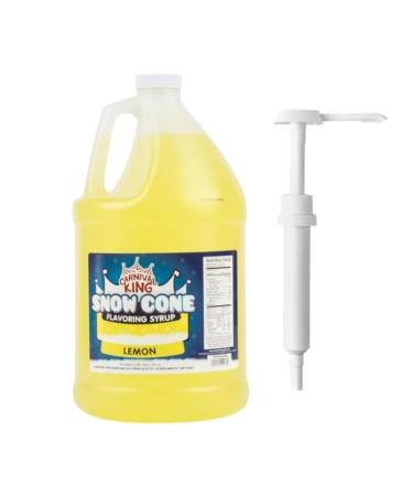 ZippySweets - Snow Cone Syrup - Lemon Flavour 1 Gallon with Complimentary Pump Makes Up to 128 Shaved Ice Treats Perfect Shaved Ice Syrup for Parties and Summer Fun