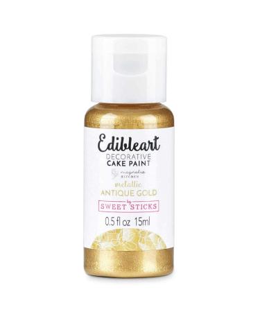 Sweet Sticks Edible Art Decorative Cake Paint 0.5 Ounce (15 Milliliters), Metallic Antique Gold