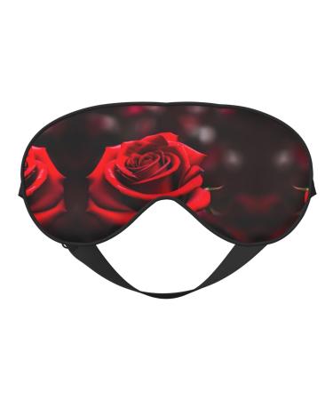 SSIMOO Red Rose Sleep Mask-Adjustable Breathable Fashionable Eye Mask for A Comfortable Sleep Experience Black