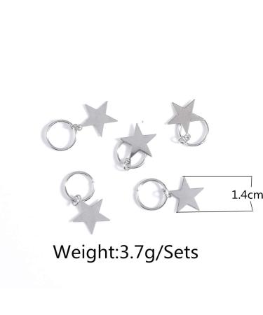 Dreadlock Hair Rings Silver Star - Hair Braid Rings Loops Clips Accessories for Women and Girls - Buy Online on GoSupps.com