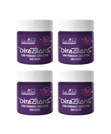 4x La Riche Directions Semi-Permanent Hair Color 100ml Tub - Violet Violet 100 ml (Pack of 4)