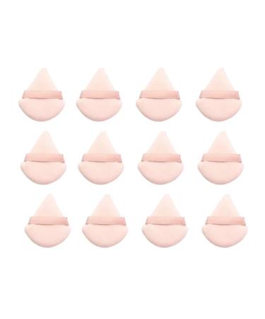 1-12Pcs Triangle Velvet Powder Puff Flours Mini Face Makeup Sponge Cosmetics Soft Cotton Face Powder Puff Lightweight Washable (Color : 12Pcs-Skin)