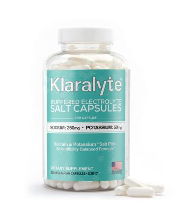 Klaralyte Buffered Electrolyte Salt Capsules 300 Capsules Value Size Sodium & Potassium Dietary Supplement