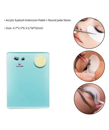 Sisiter 2-in-1 Acrylic Eyelash Extension Pallet + Round Jade Stone Set - Blue | Lash Tray Gasket for Eyelash Grafting Tool Pad - Buy Online on GoSupps.com