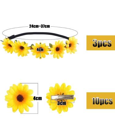 Oenothera 13 Pieces Daisy Headband Flower Crown Headband Flower Crown for Women Girls Wedding Festival Party Hair Headbands Accessories(Yellow) - Buy Online on GoSupps.com