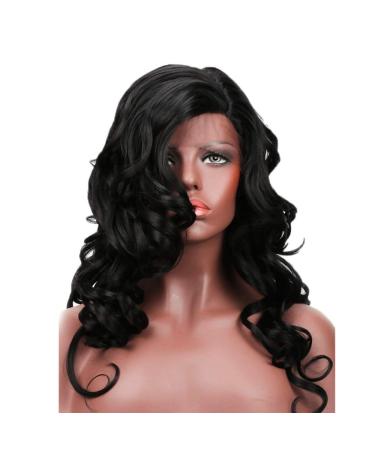 SHIYID Lace Front Wigs for black women Long Curly Black Hair Synthetic Lace Wig