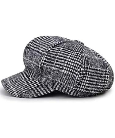 Womens Light Grey Plaid Visor Beret Newsboy Hat Ivy Cabbie Cap - Stylish and Chic - Buy Online on GoSupps.com