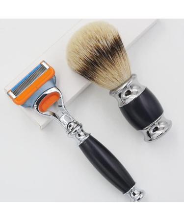 Shop HRTC Men's Rasier Brush & Silver Spy Dachhaar Razor Set - Fashionable Safety Shaving Brush Holder & Bowl 9.5x15cm - International Shipping Available - Buy Online on GoSupps.com