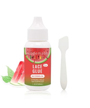 Wig Glue for Front Lace Wig, Strong Hold Glue Watermelon for Hair Systems Invisible Bonding Adhesive,Waterproof and Oil-Resistant for Hairpiece Closure Frontal Toupee Systems 1.3Oz