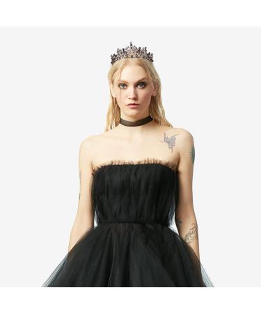 Vofler Black Baroque Witch Crown with Crystal - Women's Tiara for Halloween Cosplay, Wedding, Prom, Quinceanera - Buy Online on GoSupps.com