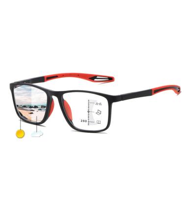 Photochromic Reading Glasses for Men Women Multifocal Blue Light Blocking Readers Anti Glare Computer Glasses(Couleur:Red Grandeur:1.0x)