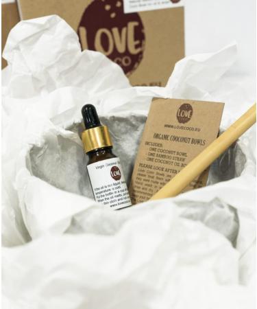 Love Coco Natural Coconut Bowl with Bamboo Straw and 10ml Coconut Oil (COC001) - Buy Online on GoSupps.com