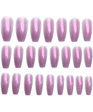 24Pcs/Set Press On Nails European and American long ballet aurora purple False Nails Acrylic Fake Nails Full Cover Nails Tips Artificial Finger Manicure Press on nails for Women and Girls - Buy Online on GoSupps.com