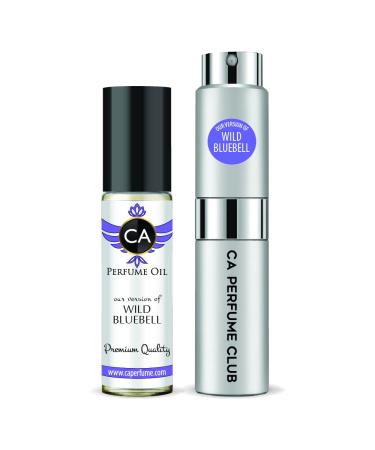 CA Perfume Duo Impression of Jo Wild Bluebell For Women & Men Eau de Parfum Refillable Atomizer Sprayer + Fragrance Body Oil Long Lasting Sample Travel Size Roll-On Bottle 0.27 Fl Oz+0.33 Fl Oz