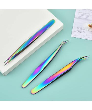 UUYYEO Eyelash Tweezers 4 Pack - Stainless Steel Curved Precision Tweezers for Eyelash Extensions - Ideal for Professional & DIY Use - Buy Online on GoSupps.com