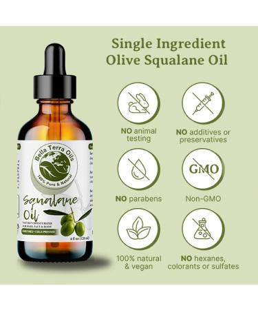 Bella Terra Oils - Organic Squalane Oil 4 oz - Dive into Organic Olive-Derived Ideal for Skin and Hair High in Vitamin E Promotes Supple & Radiant Skin 4 Fl Oz (Pack of 1) - Buy Online on GoSupps.com