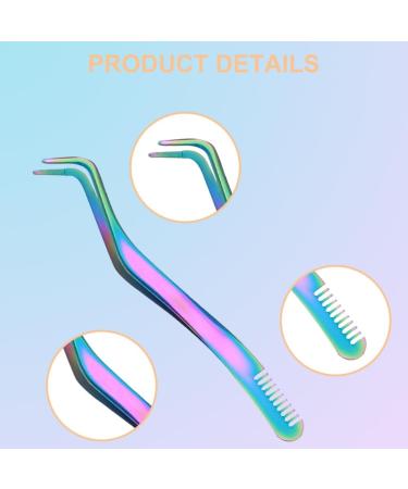 Professional Stainless Steel Eyelash Tweezers Set - 2-in-1 Curved Lace Lash Applicator & Comb Tool (3 Pieces) | Perfect for Eyelash Extensions & False Eyelashes - Buy Online on GoSupps.com