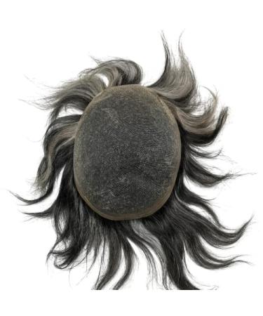Real Hair Toupet for Men - Yanahair Smooth Thin French Tip Wigs | Natural Hairline European Real Hair System (#1B40 Black & Gray 10x8 Inches) - Buy Online on GoSupps.com