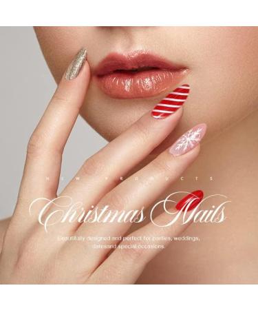 Vatocu Christmas False Nails - Short Red Press On Nails with Snowflake, Elk, and Snowman Designs - 24pcs for Women and Girls - Buy Online on GoSupps.com