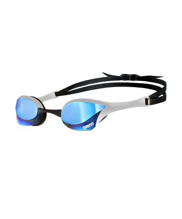 Arena Cobra Ultra Swipe Racing Swim Goggles for Men and Women, Mirror/Non-Mirror Lens, Anti-Fog, UV Protection, Dual Strap Blue / Silver Swipe Mirrored