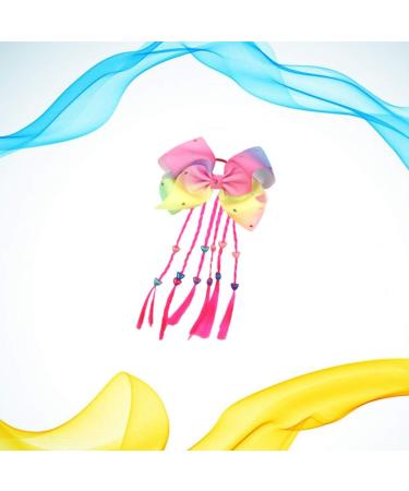 Minkissy Colorful Hair Ties Bowknot Hair Bow with Colored Braid Hair Rings Hair Rope Kids for Girls (Pink Braid) - Buy Online on GoSupps.com
