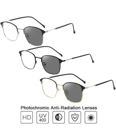 Blue Light Glasses for Men & Women - UV400 Gaming Sunglasses with Radiation Protection - Photochromic Lens - Stylish Black Design - Buy Online on GoSupps.com