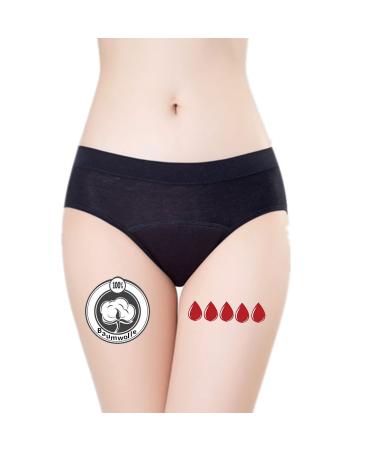 ZVZK Period Underwear Women 30ML Strong Flow Absorption Menstruation Underpants Postpartum Briefs 3 Pack M Black 1 Pack