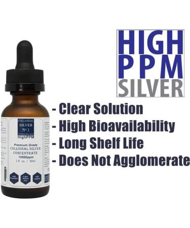 Colloidal Nano Silver Solution Concentrate 10000ppm - 1 oz | Protein & Chemical Free Dilute to 8 Gallons of 10ppm Pure Silver | Ship Internationally - Buy Online on GoSupps.com