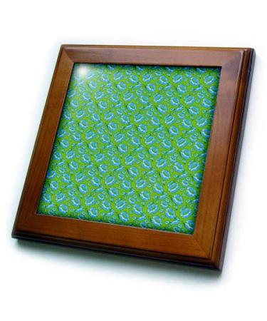 3dRose 8x8 Framed Tile - Two Kisses Collided Lip Boyish Blue Lips Pattern Pattern - Lipstick Kisses