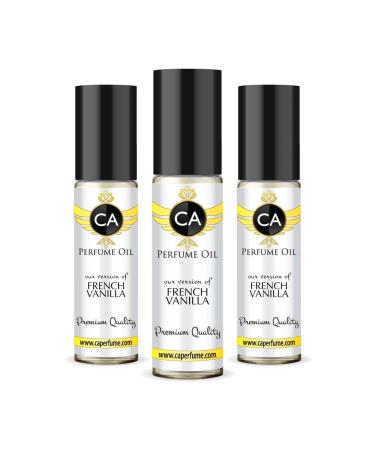 CA Perfume Impression of Emra French Vanilla For Women & Men Replica Fragrance Body Oil Dupes Alcohol-Free Essential Aromatherapy Sample Travel Size Concentrated Long Lasting Roll-On 0.3 Fl Oz-X3