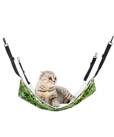 RayCC Adjustable Cat Hammock Cat Bed Sleeping Hammock Hanging Cage Chair Hammock for Cat Small Dogs Green leaves