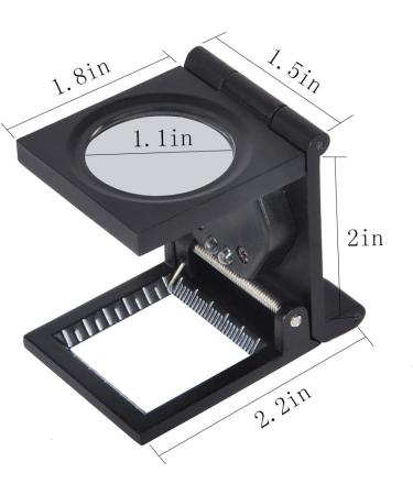 Mini Triple Fold Magnifier Portable Pocket Magnifier Zinc Alloy LED Light Magnifier with Scale for Reading Books Textile Collection Repair Jewelry Tools (10X 28mm) - Buy Online on GoSupps.com