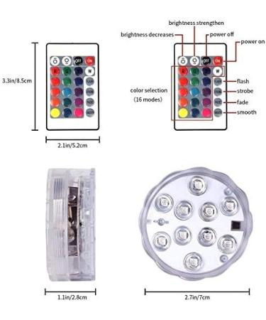 Anzin Underwater LED Pool Lights with Remote Control - 2 Waterproof RGB Color-Changing Lights for Spa Aquarium Wedding Decor - Buy Online on GoSupps.com