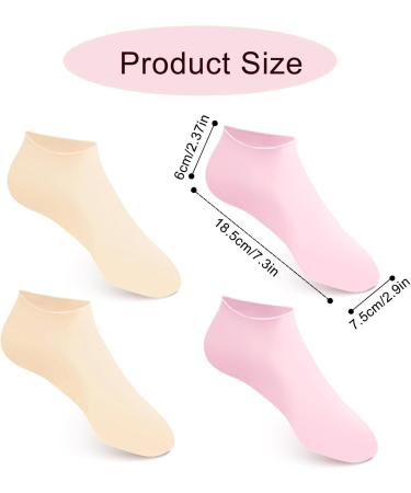 2 Pairs Silicone Moisturizer Socks Foot Spa Pedicure Socks for Women Non-Skidding Aloe Socks Soft Gel Socks for Dry Cracked Heel Toes Feet Care (Pink Beige) - Buy Online on GoSupps.com