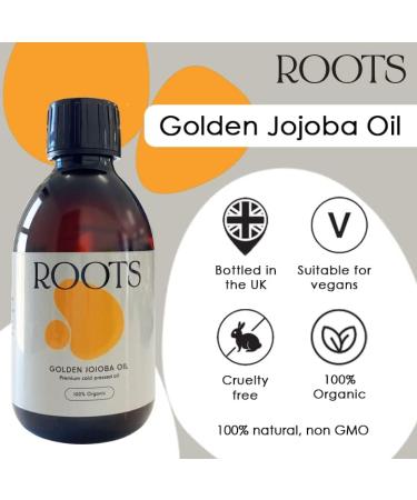 Roots Organic Jojoba Golden Oil - Vegan & Cruelty Free | Rich in Vitamin E | Anti-Aging | Lightweight for Hair & Body - Buy Online on GoSupps.com