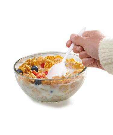 Heart Lake 1000 Pack White Plastic Cutlery - Medium Weight Disposable Silverware Forks for Parties Weddings Catering Office Use - Durable Plastic Disposable for Meals & Events (1000 Soup Spoons)