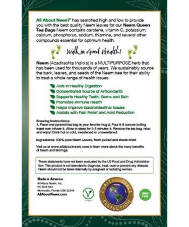 Neem Queen Tea Bags (3 Neem Tea Bags) Made in America - CAFFEINE FREE! Sample Size - Buy Online on GoSupps.com