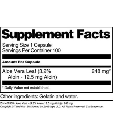 Aloe Vera - (3.2% Aloin (12.5 mg Aloin)) - 248 mg (100 Capsules ZIN: 407335) - Buy Online on GoSupps.com