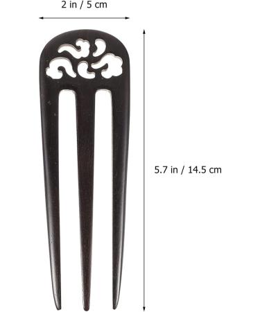 Lurrose 3- Prong Hair Fork Vintage Style Hair Stick Handmade Carved 3- Prong Wooden Hairpin Chinese Decorative Accessory for Women - Buy Online on GoSupps.com