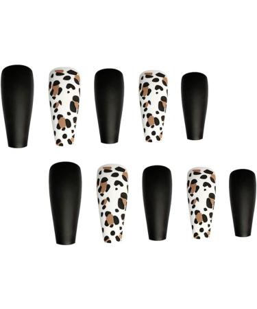 rongweiwang 1 Set French Tip Press on Nails Leopard Tiger Extension Manicure Extra Long Matte Detachable Fashion Salon Gifts - Buy Online on GoSupps.com