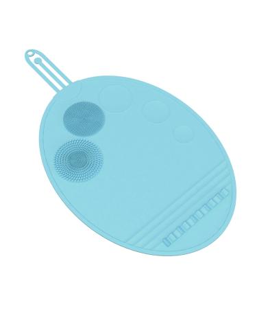 Perfeclan Brush Cleaning Mat Silicone Makeup Brush Cleaning Mat Palette Cosmetic Brushes Scrubber Mat for Travel blue