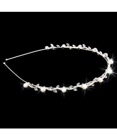 Minkissy Dirndl Hairmate - Silver Wedding Flower Wreath with Pearl Lining & Rhinestone Headband | Elegant Hair Accessories for Dirndl & Bridal - Buy Online on GoSupps.com
