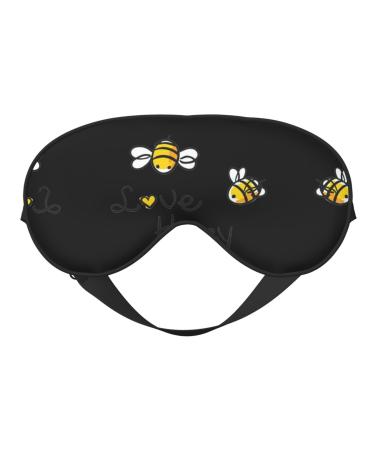 SSIMOO Bee Love Honey Print Ultra-Soft Light-Blocking Eye Mask for Optimal Comfort and Restful Sleep Black