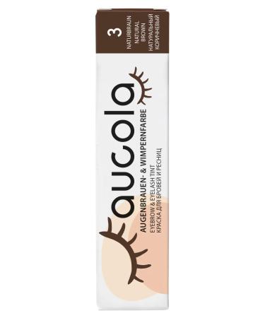 Aucola Eyebrow and eyelash tint 8 radiant shades mixable intensive coverage lasting up to 6 weeks creamy consistency volumizing 3 natural brown 15 ml